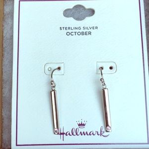 Sterling silver October stone (pink) earrings.